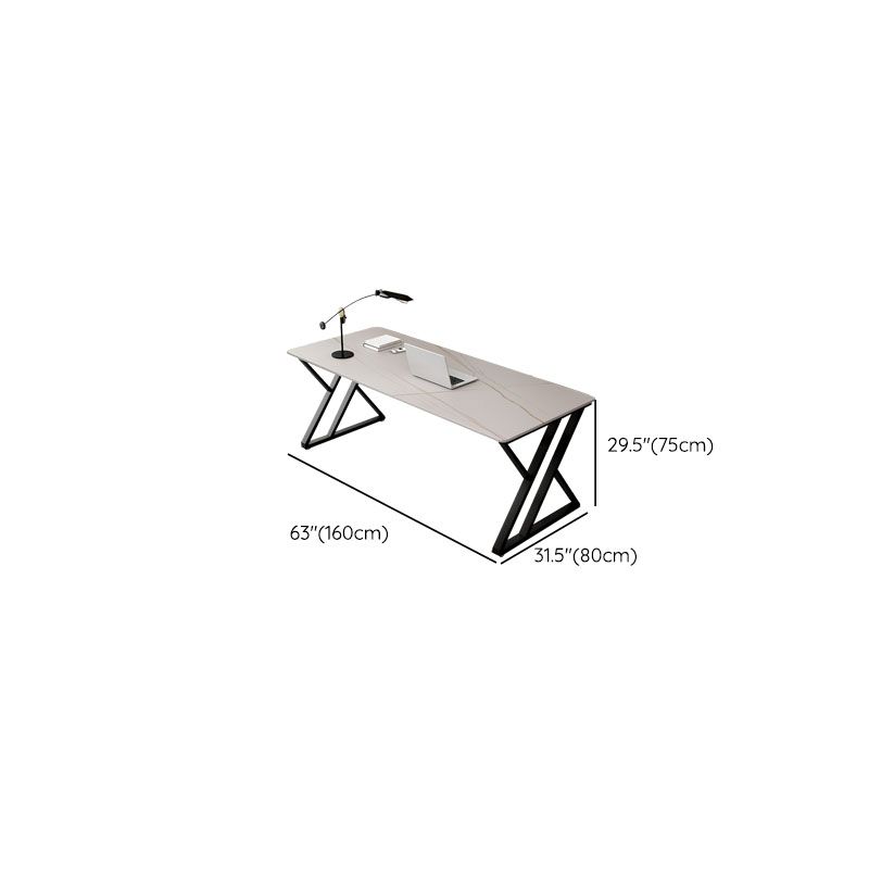 Contemporary Gaming Desk Antique Finish Writing Desk with Metal Legs Clearhalo 'furn' 'furn_office_desk' 'Furniture' 'Office Desks' 'Office Furniture' 'office_desk' 1200x1200_03fda7f3-7776-4ba2-8e42-029aff74cfb0