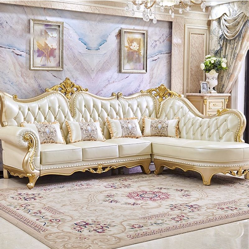 Contemporary French Country Sectional Sofa Leather Sleeper Sectional