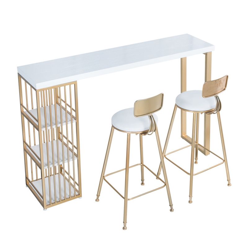 Tavolo da barra top in legno massiccio rettangolo tavolo da pub glam con conservazione in metallo