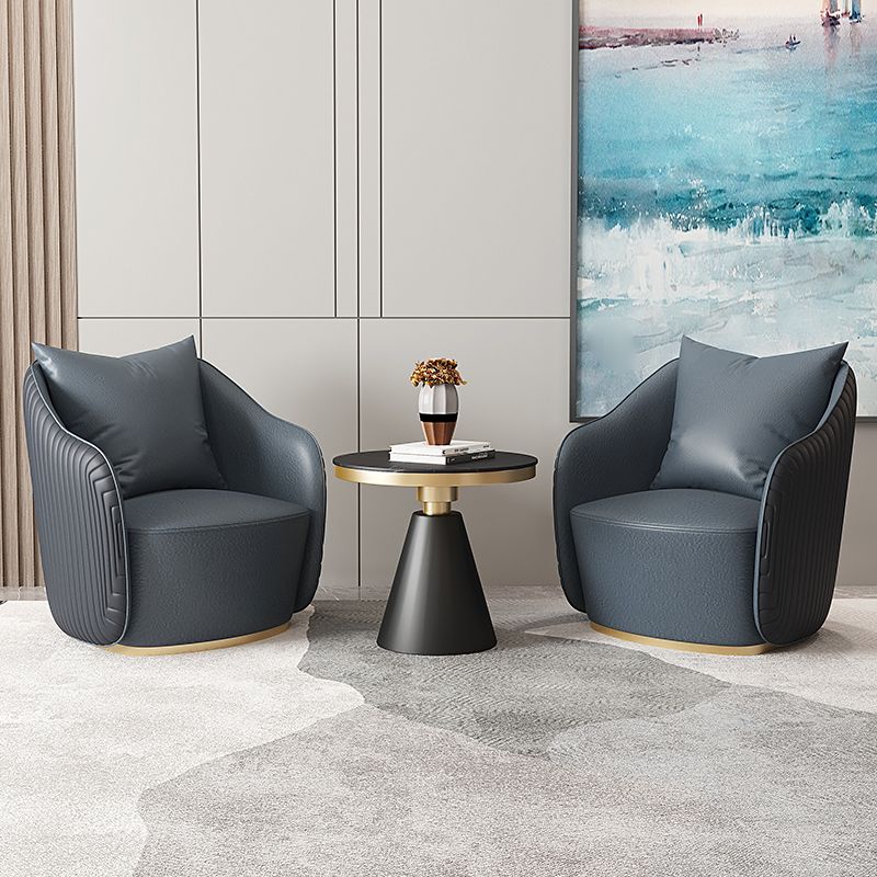 Glam, brazos de cuero anilina glamoroso incluidos con silla de acento de barril de almohada