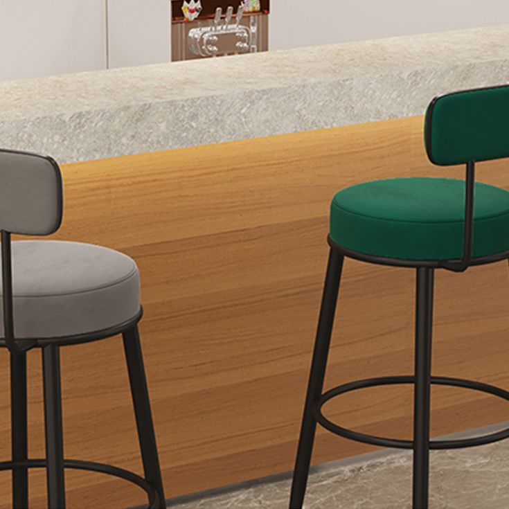 Scandinavian Velvet Footrest Bar Stool Matte Finish Low Back Home Stool Clearhalo 'Bar Furniture' 'Bar Stools' 'bar_stools' 'furn' 'furn_bar_stools' 'Furniture' 'furniture_bar_stools' 'Kitchen & Dining Furniture' 1200x1200_0400fb7f-111a-412d-80af-6d37eb80329e