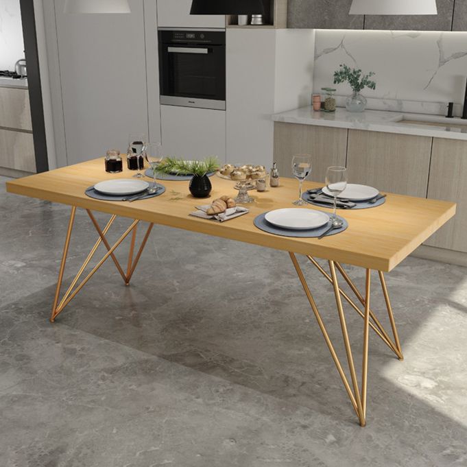 Traditional Luxury Rectangle Dining Room Table Pine Solid Wood Table with 4 Metal Legs Clearhalo ' dining_table' 'Dining Tables & Seating' 'Dining Tables' 'furn' 'furn_dining_table' 'Furniture' 'furniture_dining_table' 'Kitchen & Dining Furniture' 'kitchen&dining_furn' 'kitchen' 'kitchen_dining_table' 1200x1200_04016542-146e-4ad5-a33a-5e9a444c108c