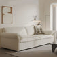 Galm White Wool Futon Sofa Bed with Solid Wood Box and Pillow Top Arms