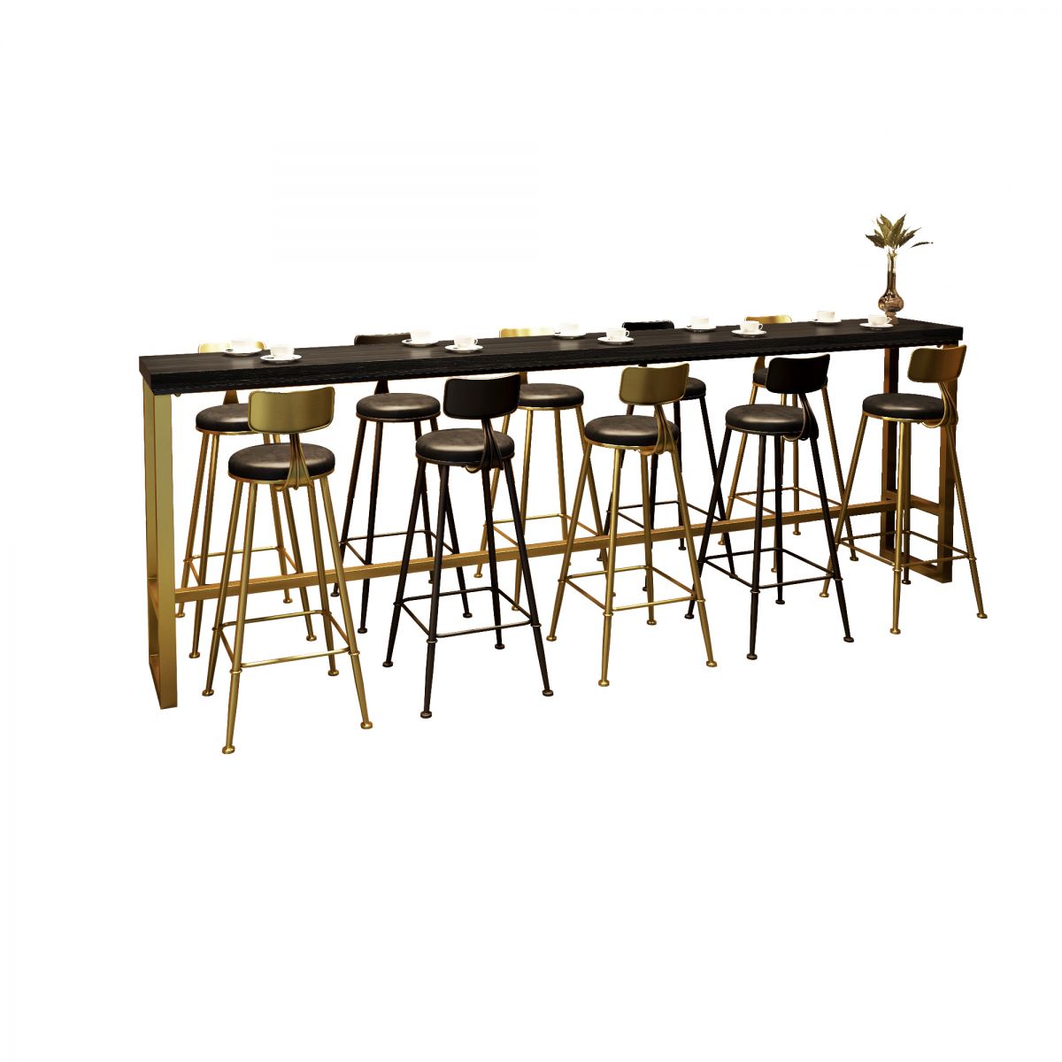 Brown Glam Style Bar Table in Iron and Wood Bar Indoor Bar Counter , Only Table Clearhalo 'Bar Furniture' 'Bar Tables' 'bar_tables' 'furn' 'furn_bar_tables' 'Furniture' 'furniture_bar_tables' 'Kitchen & Dining Furniture' 1200x1200_04022332-ab06-42e2-b52a-db61c1df82b2