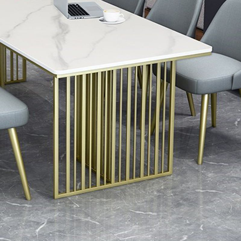Contemporary Stone Office Desk Rectangular Shape Task Desk with 2 Legs ...
