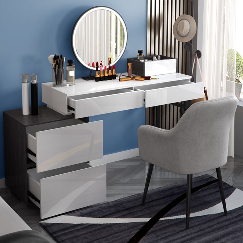Modern 28.94" H Vanity Dressing Table Set 4 Drawers White Dresser with Stool Clearhalo 'Bedroom Furniture' 'furn' 'furn_makeup_vanities' 'Furniture' 'Makeup Vanities' 'makeup_vanities' 1200x1200_04035507-416f-4a0f-b5f8-21e2faf3585c