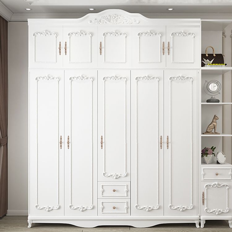 French Country White Wardrobe for Bedroom Manufactured Wood Cabinet with Drawers Clearhalo 'Armoires & Wardrobes' 'armoires_wardrobes' 'Bedroom Furniture' 'furn' 'furn_armoires_wardrobes' 'Furniture' 1200x1200_0404c24c-912b-4615-a471-795f71d64a1f