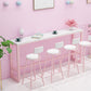 Glam Rectangle Bar Stool Table White Top Pub Table with Pink Base Clearhalo 'Bar Furniture' 'Bar Tables' 'bar_tables' 'furn' 'furn_bar_tables' 'Furniture' 'Kitchen & Dining Furniture' 1200x1200_040733cf-1a92-4607-b406-4572a8a7d613