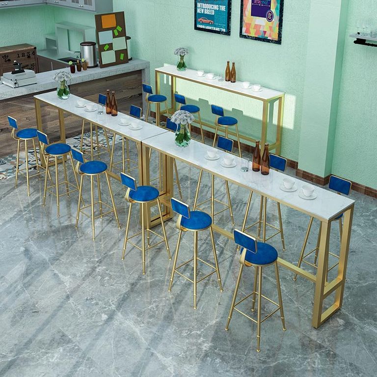 White Glam Style Bar Table in Faux Marble and Metal Living Room Simple Bar Table Clearhalo 'Bar Furniture' 'Bar Tables' 'bar_tables' 'furn' 'furn_bar_tables' 'Furniture' 'furniture_bar_tables' 'Kitchen & Dining Furniture' 1200x1200_040a2e18-b4b9-45ee-a8b2-ab26b8a4401e