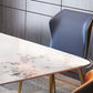 Juego de comedor glamoroso 1/2/5/7 PCS Mesa de piedra sinterizada dorada con sillas laterales de ala
