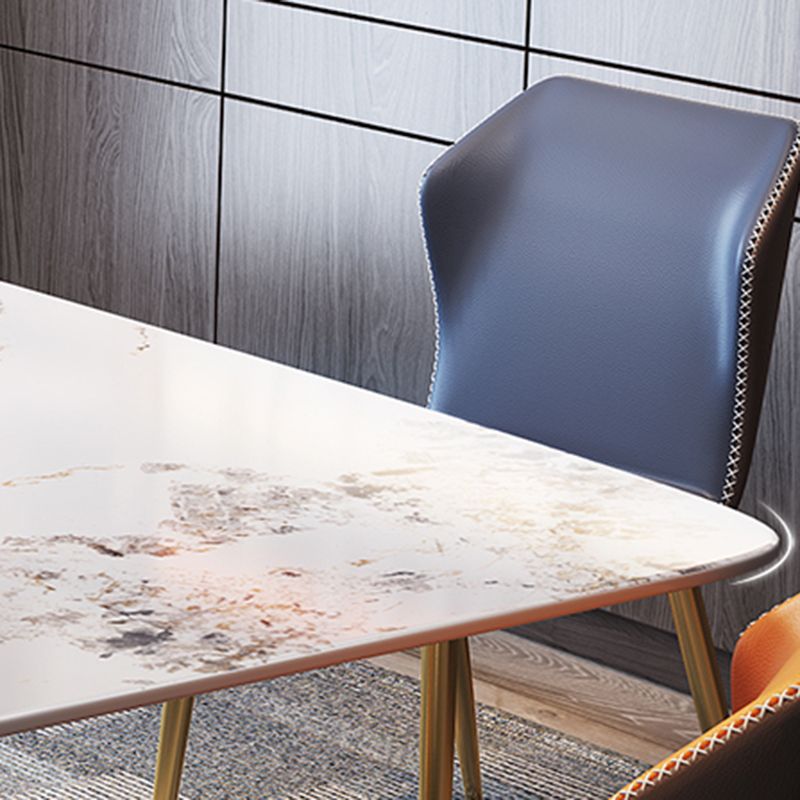 Juego de comedor glamoroso 1/2/5/7 PCS Mesa de piedra sinterizada dorada con sillas laterales de ala