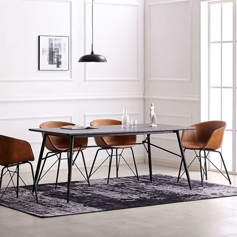 Modern Arm Chair Leather Indoor Dining Chair with Metal Frame