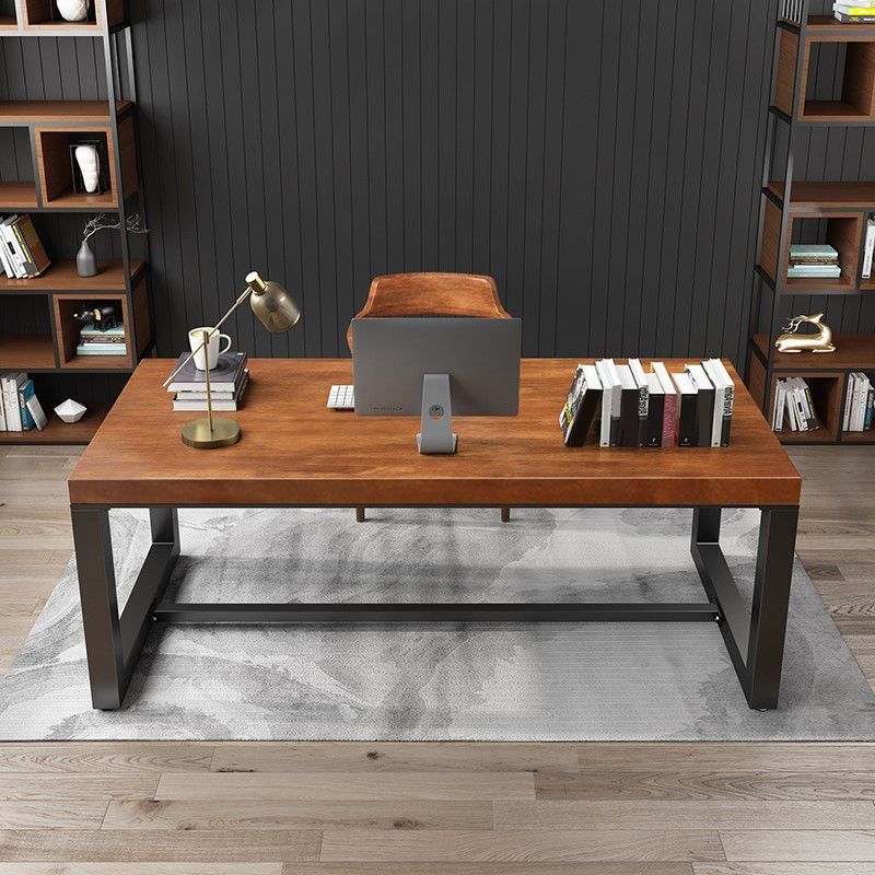 Industrial Rectangular Writing Desk Solid Wood Office Desk for Office Clearhalo 'furn' 'furn_office_desk' 'Furniture' 'Office Desks' 'Office Furniture' 'office_desk' 1200x1200_040acae4-8e6e-4266-8652-fd9dc1ab9d61