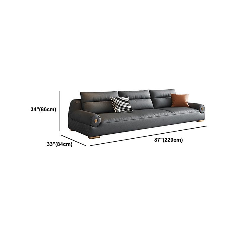 Stain Resistant Faux Leather Round Arm Sofa Standard Sofa with Sewn Pillow Back Clearhalo 'furn' 'furn_sofas' 'Furniture' 'Living Room Furniture' 'Sofa' 'sofas' 1200x1200_040bc528-d697-467a-9409-6087925eb316