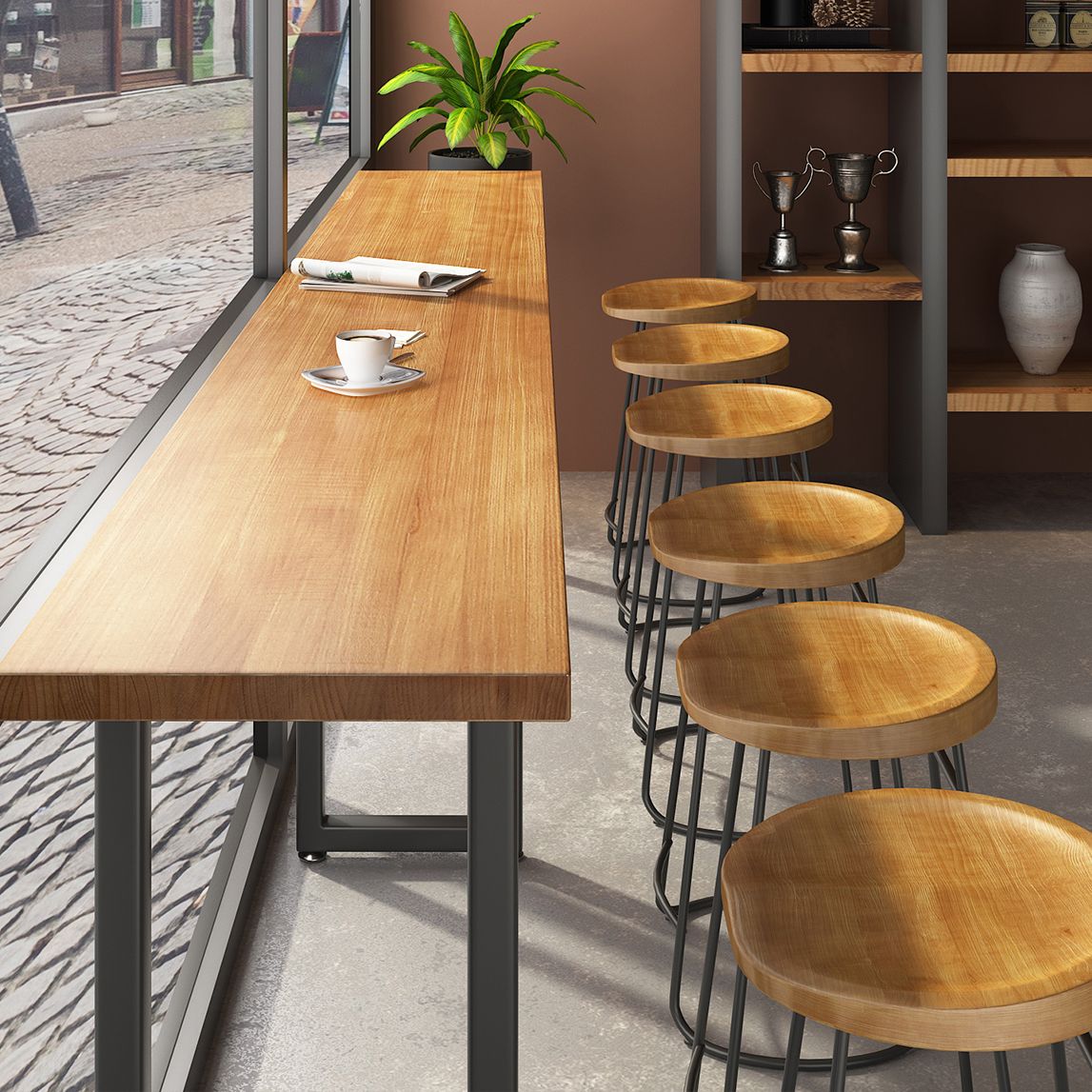 Modern Rectangle Bar Dining Table Wood Bar Height Cocktail Table 42-Inch Top Clearhalo 'Bar Furniture' 'Bar Tables' 'bar_tables' 'furn' 'furn_bar_tables' 'Furniture' 'furniture_bar_tables' 'Kitchen & Dining Furniture' 1200x1200_040be20e-7009-4a54-b514-6f52086687e5