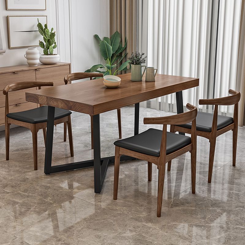 Industrial Solid Wood Dining Table Brown Rectangle Table with Metal Base for Dinning Room Clearhalo ' dining_table' 'Dining Tables & Seating' 'Dining Tables' 'furn' 'furn_dining_table' 'Furniture' 'furniture_dining_table' 'Kitchen & Dining Furniture' 'kitchen&dining_furn' 'kitchen' 'kitchen_dining_table' 1200x1200_040ce23b-38b6-45af-a61a-6626393ac3f8