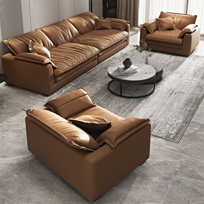 Divano in stile glam con un divano in pelle arancione piena di rivestimento arancione arancione