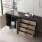 Credenza di sideboard nera glam di credenza a 4 cassetti con 2 porte per soggiorno