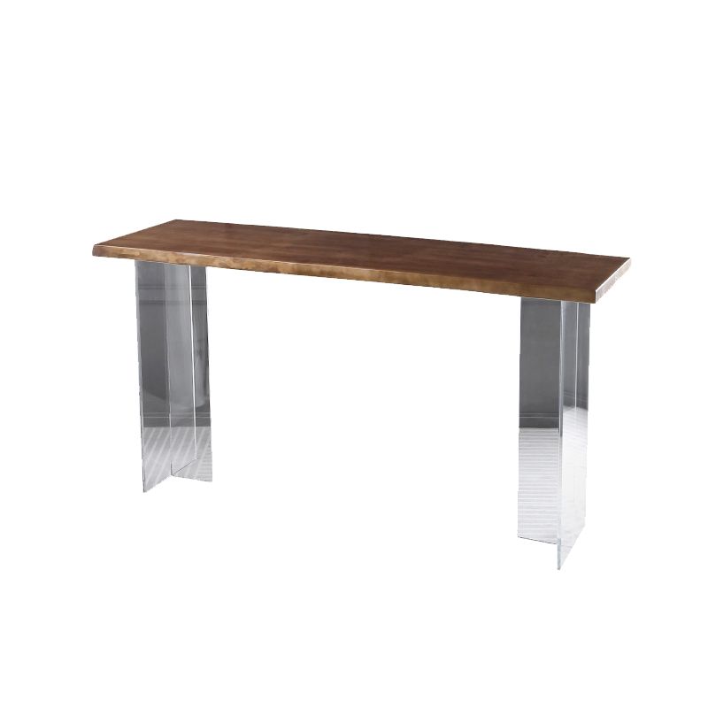 Contemporary Style Solid Wood Top Dining Table with Acrylic Base Clearhalo 'Bar Furniture' 'Bar Tables' 'bar_tables' 'furn' 'furn_bar_tables' 'Furniture' 'Kitchen & Dining Furniture' 1200x1200_04156741-d884-46f8-abae-10c236c2a9fd