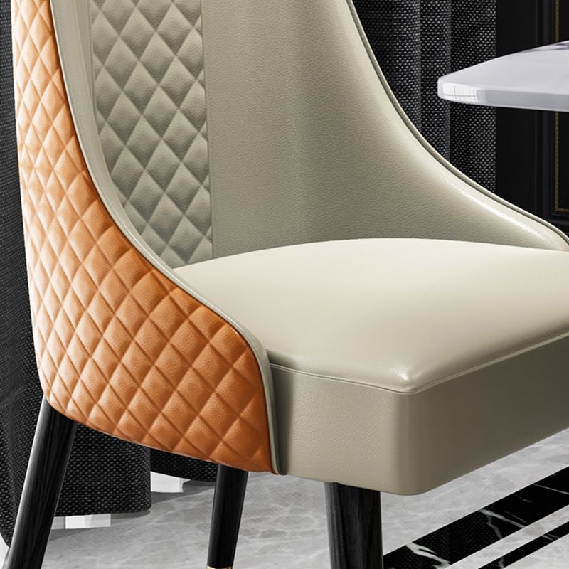 Faux lederen keuken eetstoel glamoureuze eetkamerstoel met houten benen