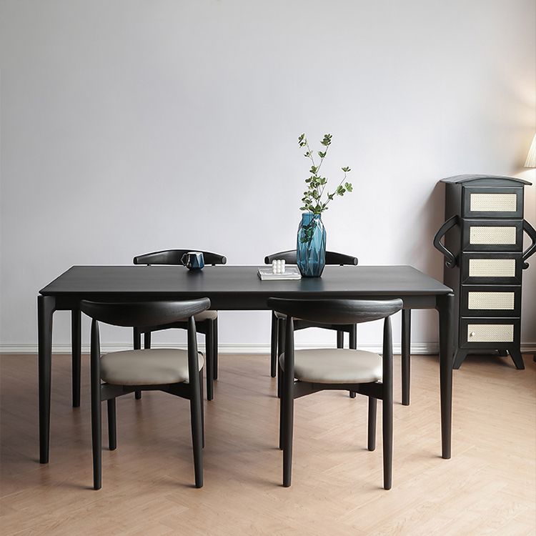 Set da pranzo moderno nero Set da pranzo con gambe in legno rettangolari da 1/2/5 pezzi per interni