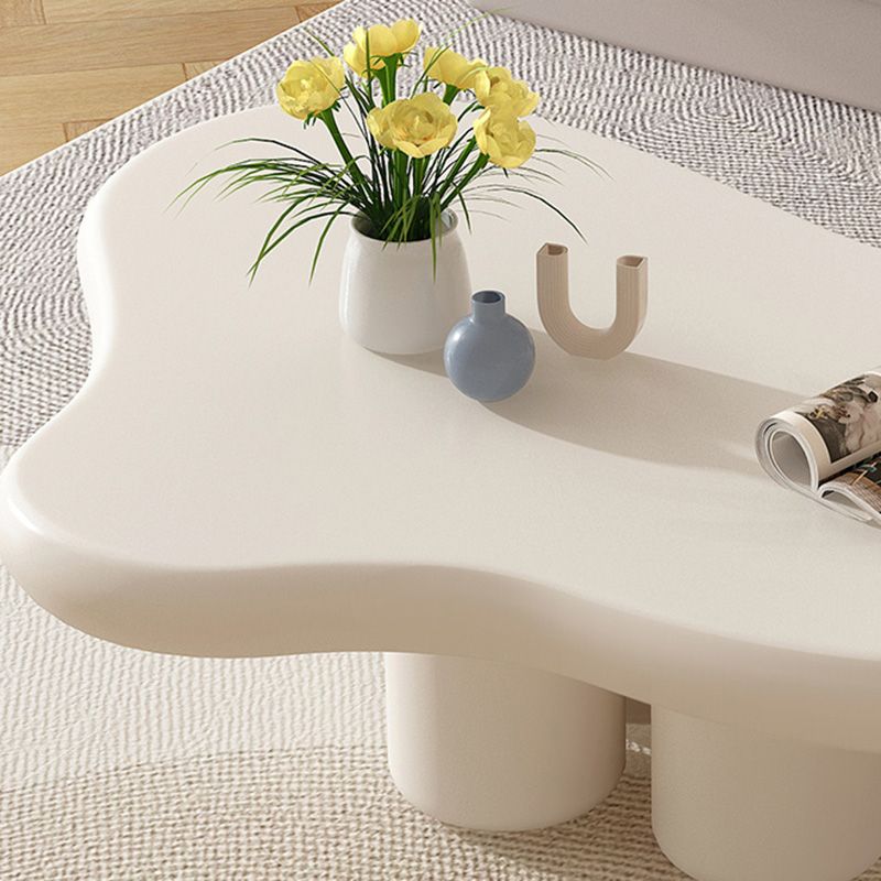 Modern Wooden Free Form Top Coffee Table 4 Legs Cocktail Table