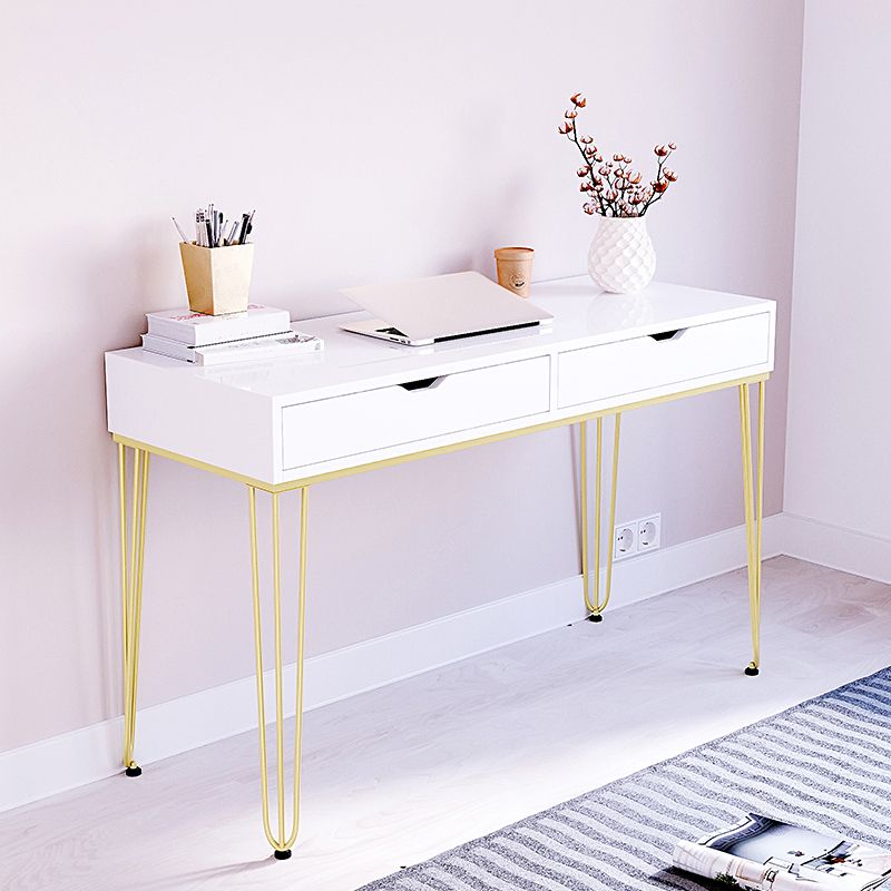 15 "Wide Glam Writing Desk rechthoekig wit houten bureau