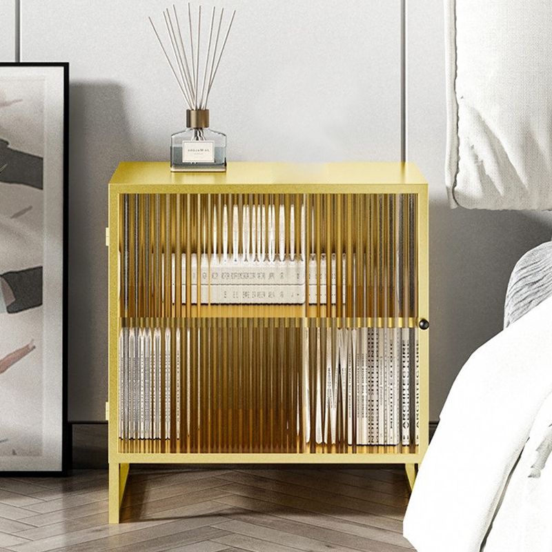 Tavolo da notte moderno da 21,65 "moderni in metallo nero / bianco mobile in metallo