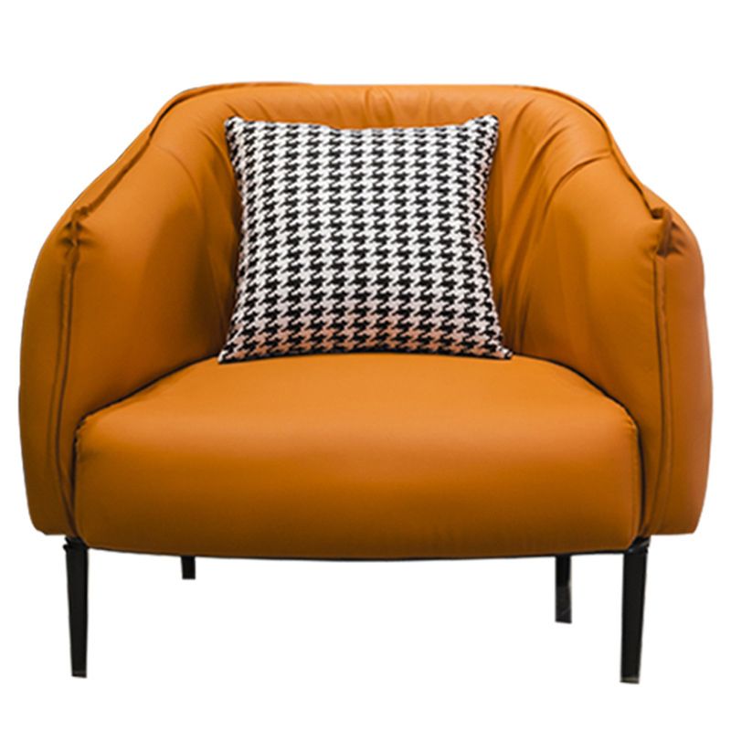 Modern Pillow Back Chair 4 Legs Upholstered Sloped Arms Chair