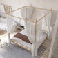 Metal Four Poster Bed con cabecera de marco abierto, cama estándar glamorosa