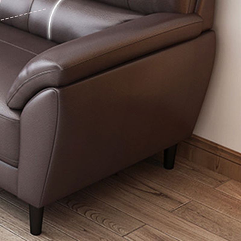 Stain Resistant Leather Settee Couch Pillow Top Arm Sofa Couch in Brown