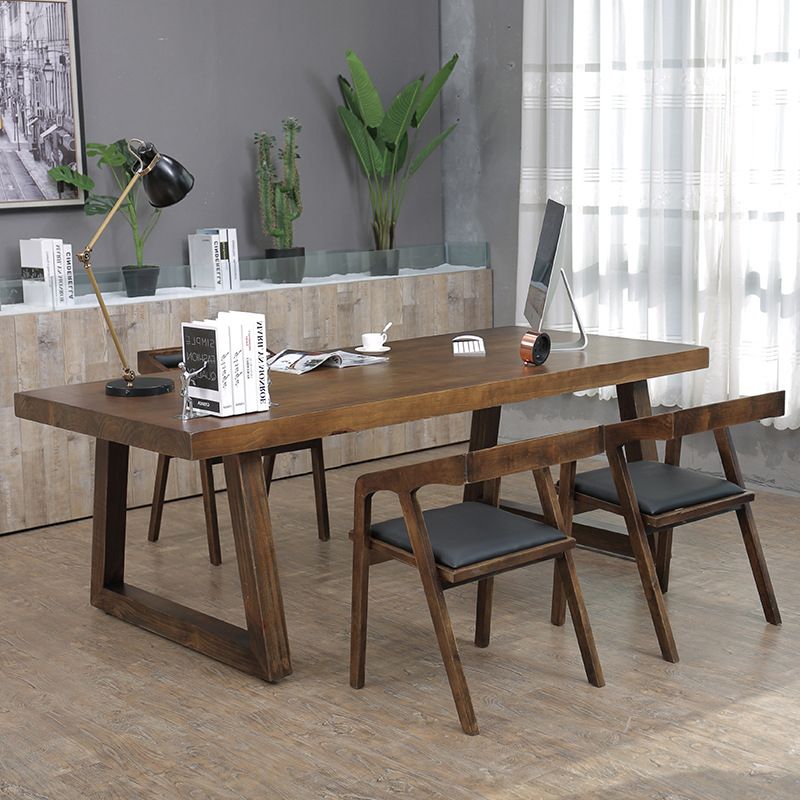 Contemporary Solid Wood Dining Table Set Rectangle Shape Standard Dining Set in Brown Clearhalo 'Dining Room Sets' 'Dining Tables & Seating' 'dining_room_set' 'furn' 'furn_dining_room_set' 'Furniture' 'furniture_dining_room_set' 'Kitchen & Dining Furniture' 'kitchen&dining_furn' 'kitchen' 1200x1200_042a82fb-3bb6-49db-8868-56b61fe05cc2