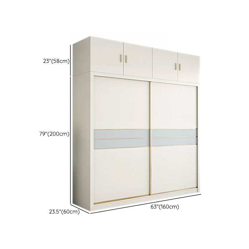 Contemporary Freestanding Wood Wardrobe Sliding Soft Close Doors in White Clearhalo 'Armoires & Wardrobes' 'armoires_wardrobes' 'Bedroom Furniture' 'furn' 'furn_armoires_wardrobes' 'Furniture' 1200x1200_042b5033-0c24-429e-bae1-5ce060b57084