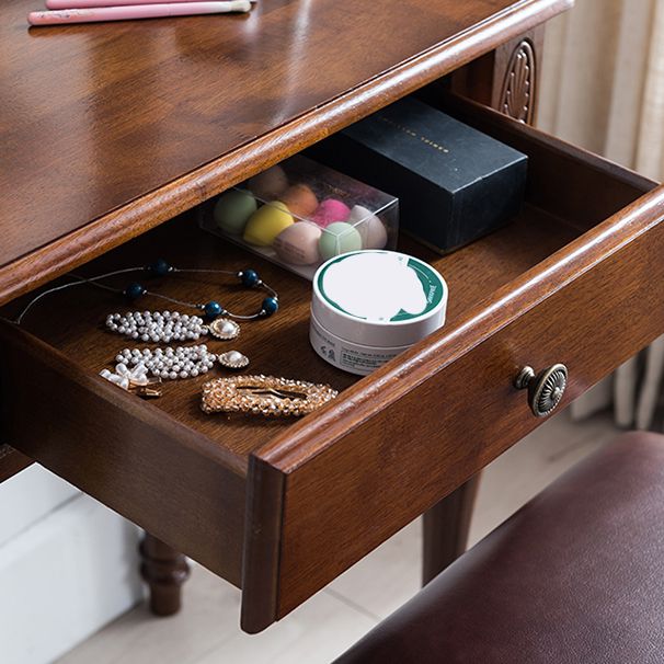 Scatola di stoccaggio tradizionale in legno di gomma 1 cassetto tavolo da vanità