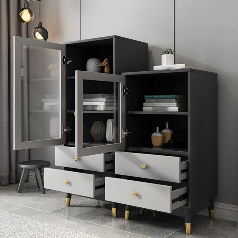 Mobile moderno mobile in finto vetrina in legno con porte di vetro per camera da letto, 19 "l x 16" w