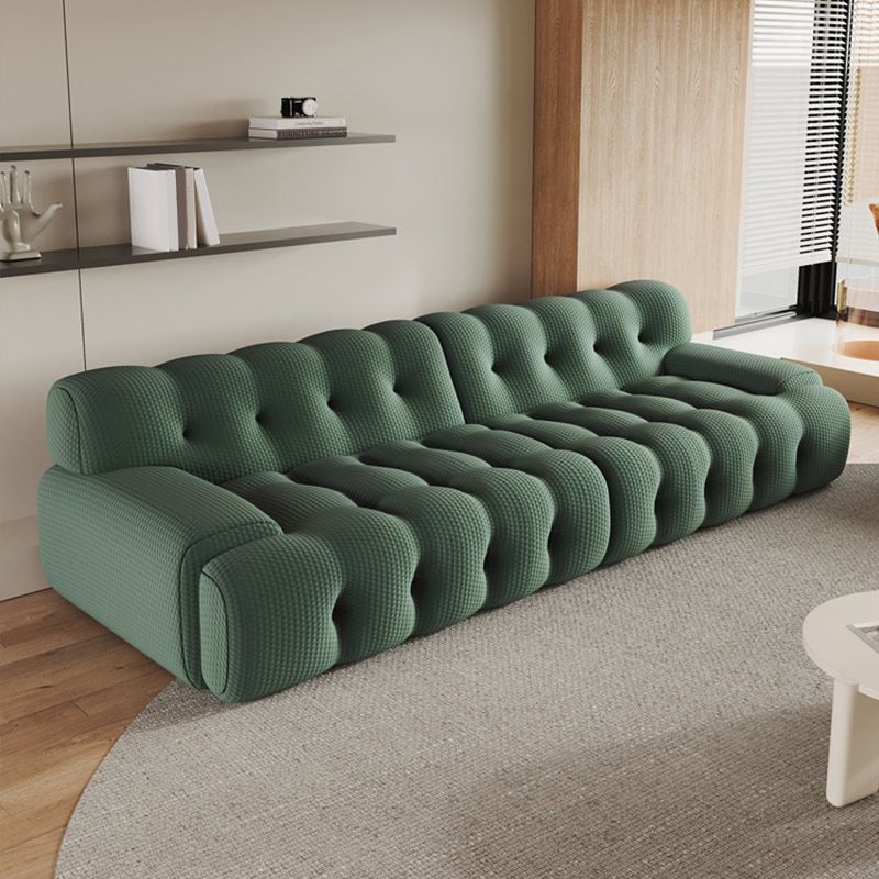 Modernistic Biscuit Back Sofa Tuxedo Arm Loveseat for Bonus Room