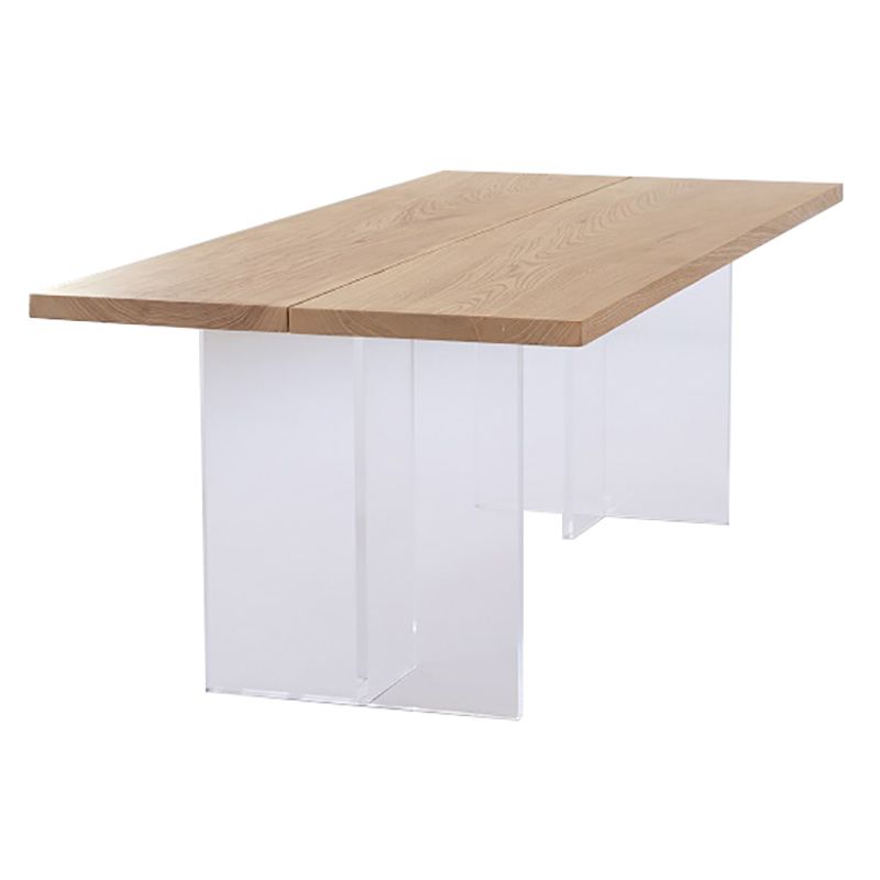 Contemporary Rectangle Standard Dining Table Solid Wood Dining Table with Double Pedestal Base Clearhalo ' dining_table' 'Dining Tables & Seating' 'Dining Tables' 'furn' 'furn_dining_table' 'Furniture' 'furniture_dining_table' 'Kitchen & Dining Furniture' 'kitchen&dining_furn' 'kitchen' 'kitchen_dining_table' 1200x1200_04301442-f7b5-427f-a95e-97f6d37c0e66
