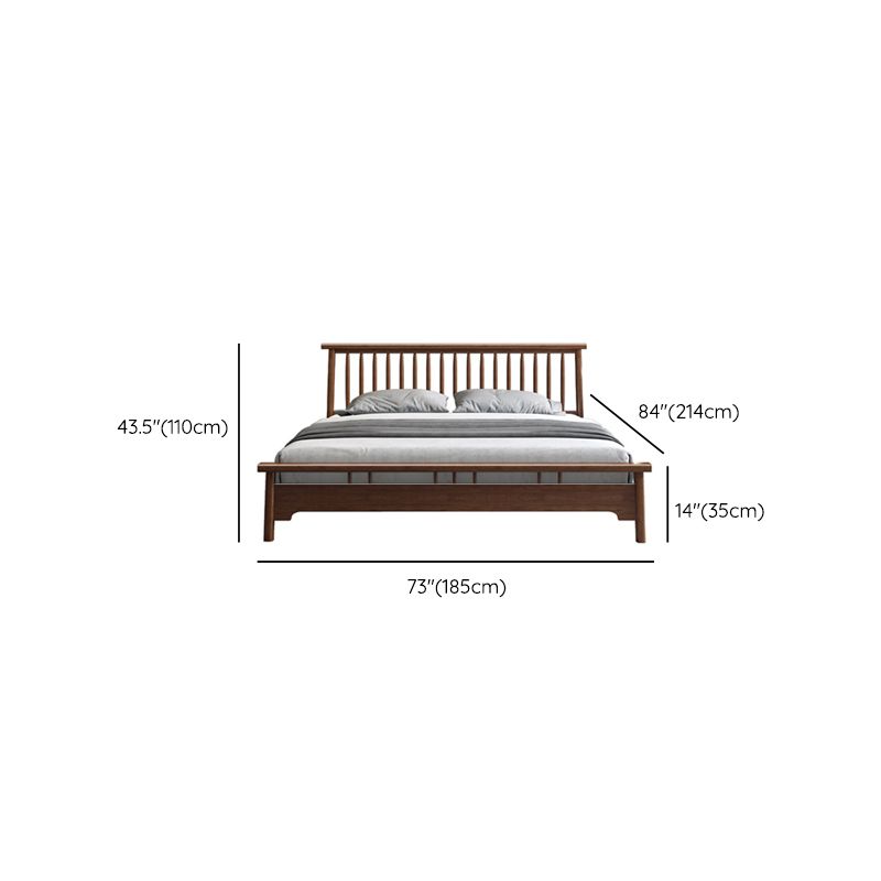 Traditional Open-Frame Bed Solid Wood Solid Color Slat Bed with Headboard