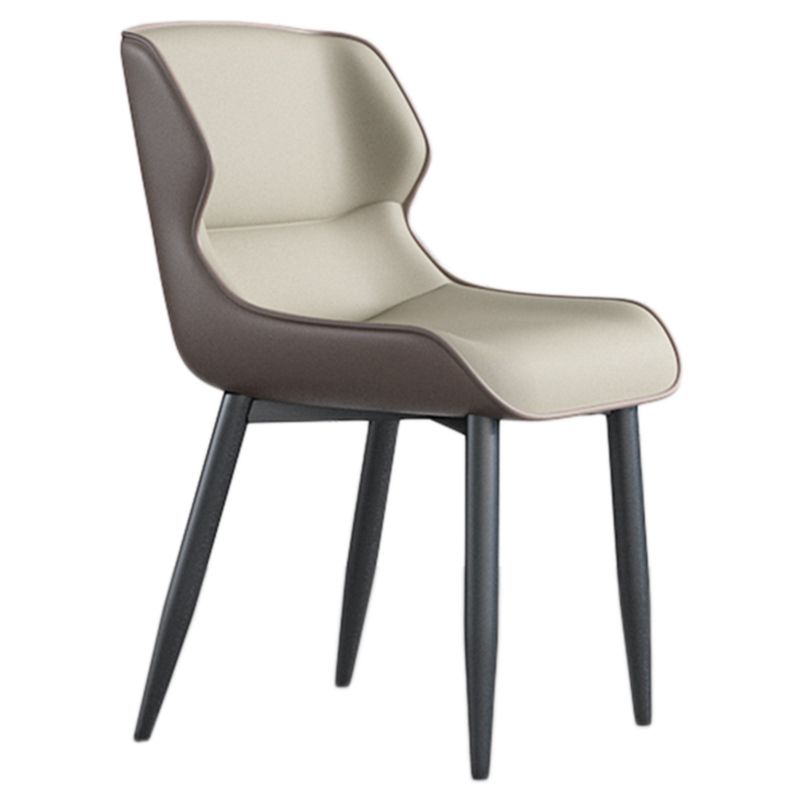 Faux Leather Armless Dining Chairs Modern Steel Legs Dining Side Chair