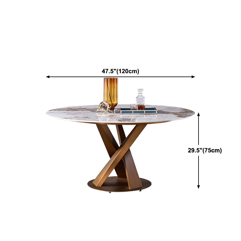 Glam Sintered Stone Dining Table Round Dinner Room Table with Pedestal Base Clearhalo 'Dining Tables & Seating' 'Dining Tables' 'dining_table' 'furn' 'furn_dining_table' 'Furniture' 'furniture_dining_table' 'Kitchen & Dining Furniture' 'kitchen' 'kitchen_dining_table' 1200x1200_04326177-2d8e-4418-b330-6cafbc316524