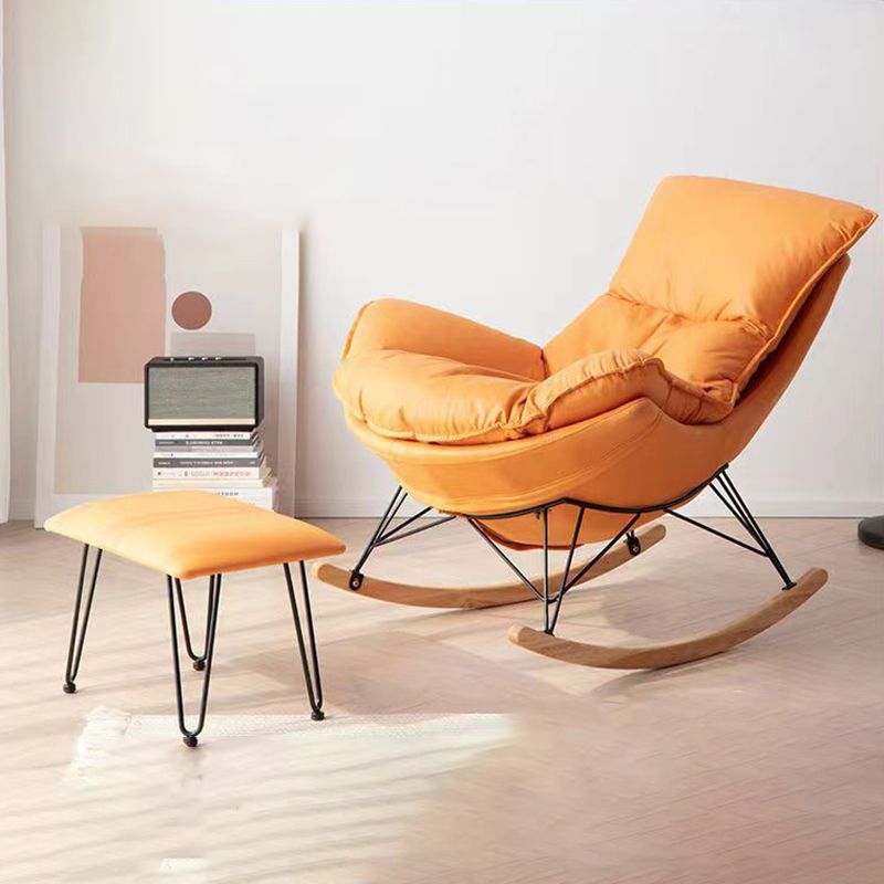 Modern Style Rocking Chair Upholstered Faux Leather Rocking Accent Chair Chair Clearhalo 'Chairs & Seating' 'furn' 'furn_rocking_chairs' 'Furniture' 'Living Room Furniture' 'Rocking Chairs' 'rocking_chairs' 1200x1200_04347b36-652a-4054-8b7a-dd3ea86fb42f