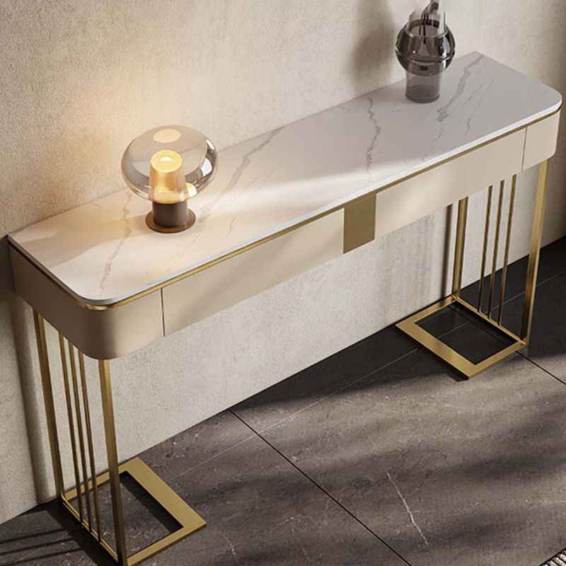 Rectangle Console Table Scratch Resistant with Stone Top for Hall