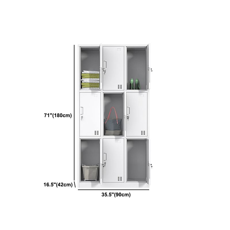 Eigentijdse stalen opbergkast wit metaal scharnierende deurkast
