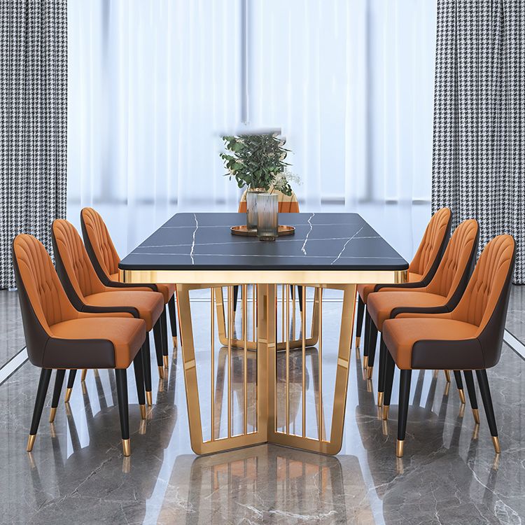 Tavolo da pranzo di lusso tradizionale tavolo da pranzo rettangolo in marmo nero per casa