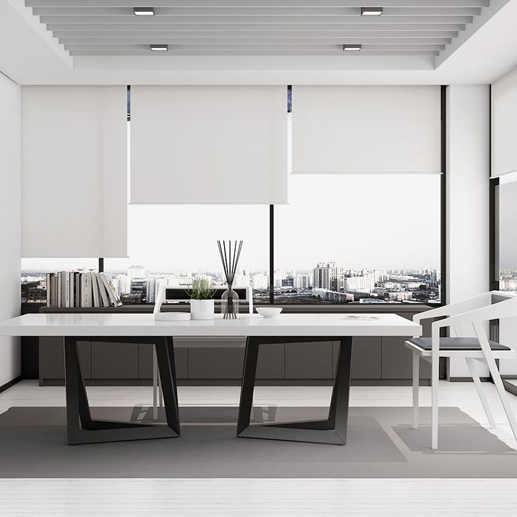 Tavolo in metallo e legno moderno in stile moderno famiglia tavolo da pranzo rettangolare