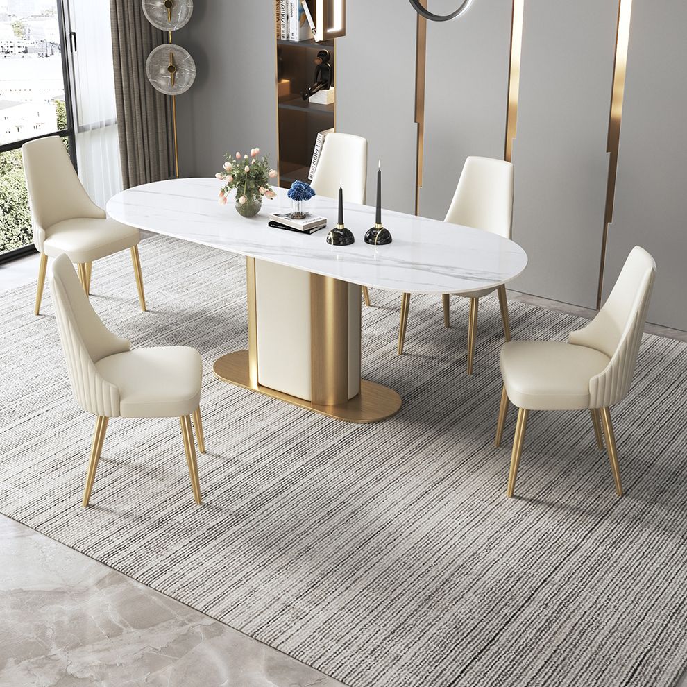 Glam Faux Leather Dining Armless Chair Metal Dining Room Chair for Home Use Clearhalo ' kitchen&dining_furn' 'Dining Chairs' 'Dining Tables & Seating' 'dining_chair' 'furn' 'furn_dining_chair' 'Furniture' 'furniture_dining_chair' 'Kitchen & Dining Furniture' 'kitchen' 1200x1200_043b6ebf-1349-457f-918a-2b206d0a8987