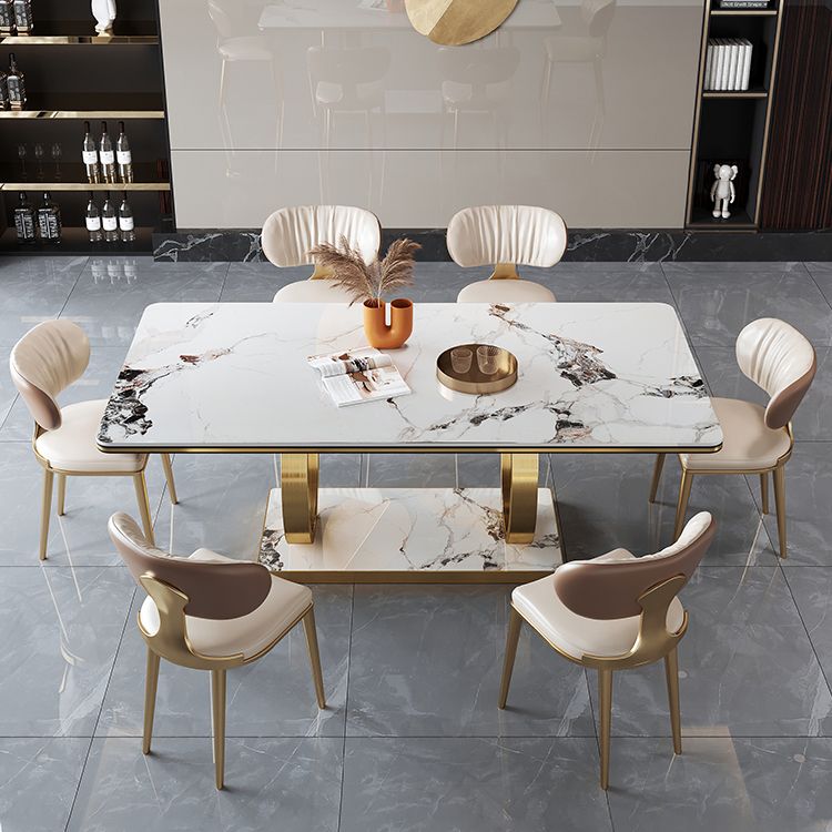 Rectangle Trestle Base Home Furniture Stainless Steel Dining Room Collection for Dining Room Clearhalo ' dining_table' 'Dining Tables & Seating' 'Dining Tables' 'furn' 'furn_dining_table' 'Furniture' 'furniture_dining_table' 'Kitchen & Dining Furniture' 'kitchen&dining_furn' 'kitchen' 'kitchen_dining_table' 1200x1200_043c335c-d03a-4098-a999-a00ab364499e