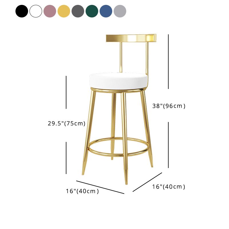 Glam Style Bar-stool Metal Legs Round Seat Barstool with Footrest for Kitchen Clearhalo 'Bar Furniture' 'Bar Stools' 'bar_stools' 'furn' 'furn_bar_stools' 'furniture_bar_stools' 'Kitchen & Dining Furniture' 'kitchen&dining_furn' 'kitchen' 'kitchen_furn' Furniture' 1200x1200_043c6cfc-f086-492c-a821-3e92cf33b4a5