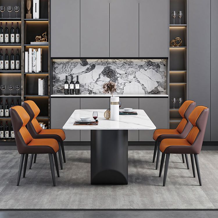 Modern Iron Dinette Set 1/2/5/7 Pieces Rectangle White Sintered Stone Top Dining Table Set Clearhalo 'Dining Room Sets' 'Dining Tables & Seating' 'dining_room_set' 'furn' 'furn_dining_room_set' 'Furniture' 'furniture_dining_room_set' 'Kitchen & Dining Furniture' 1200x1200_043f2dab-e773-4a64-89c8-a07b4b71d7a9