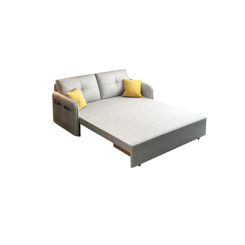 Faux leather Sleeper Sofa Light 32.67" Wide Gray Sofa Bed with Upholstered Clearhalo 'furn' 'furn_futons' 'Furniture' 'Futons & Daybeds' 'Futons' 'Living Room Furniture' 1200x1200_043fcbb5-c567-43bf-848b-fbf84fa8faa6